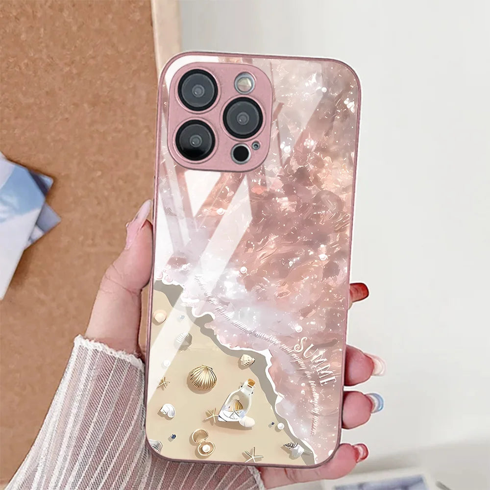 iPhone Case Wave Tempered Glass Red