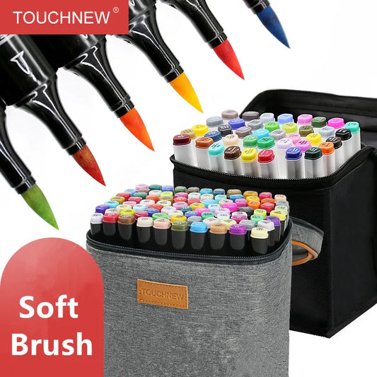 TOUCHNEW Marker 12/30/60/80/168 Colors Soft Brush Markers Pen