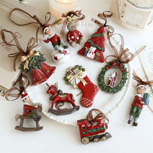 Vintage Hand-Painted Resin Christmas Ornament