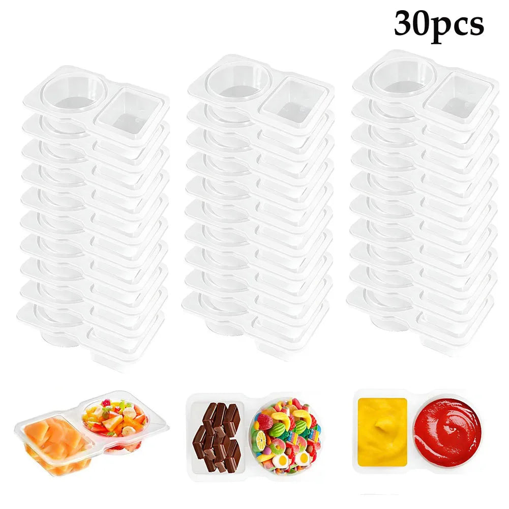 Dual Compartment Condiment Containers with Lids