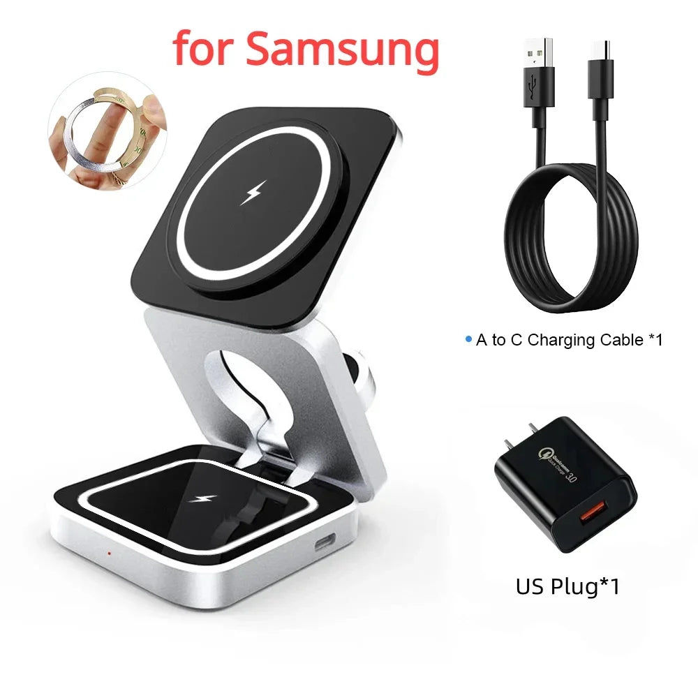 3 in 1 Wireless Charger Stand for IPhone 15 14 13 12 Samsung S23 S22 S21