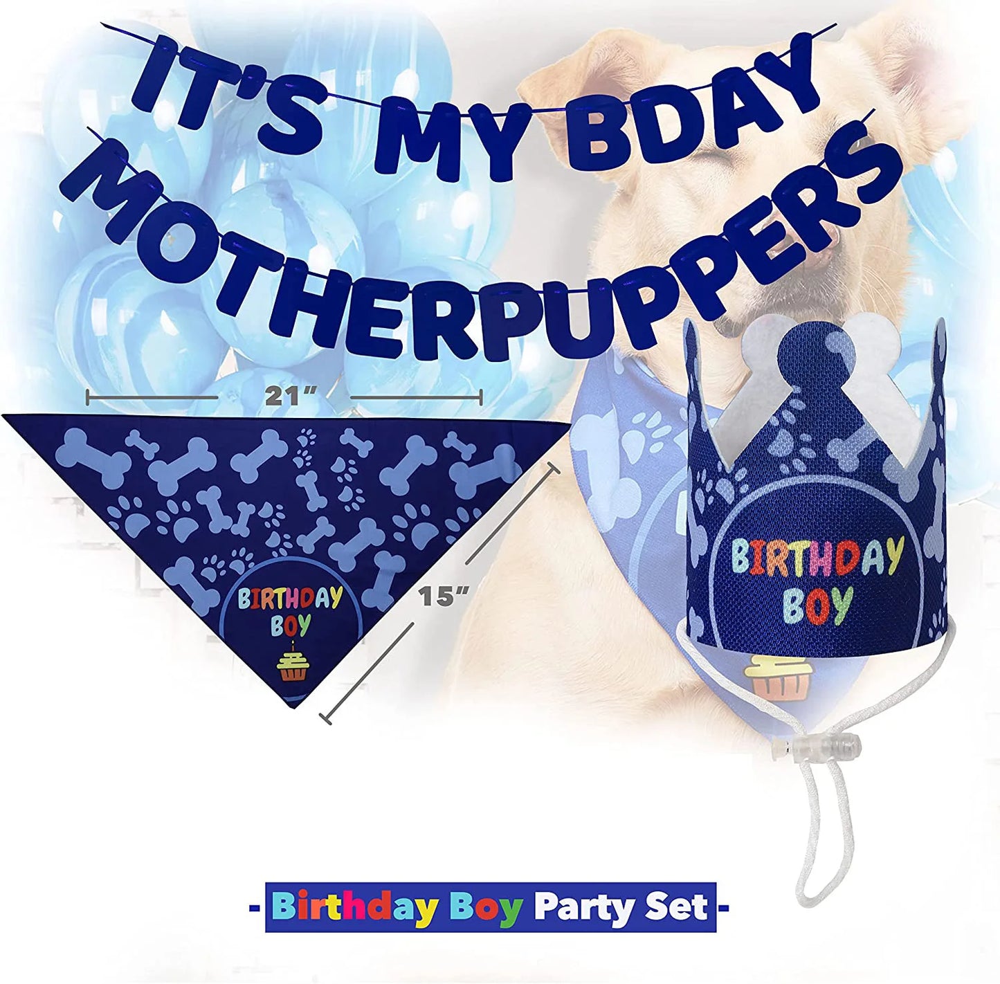 Dog Birthday Party Bandana Set