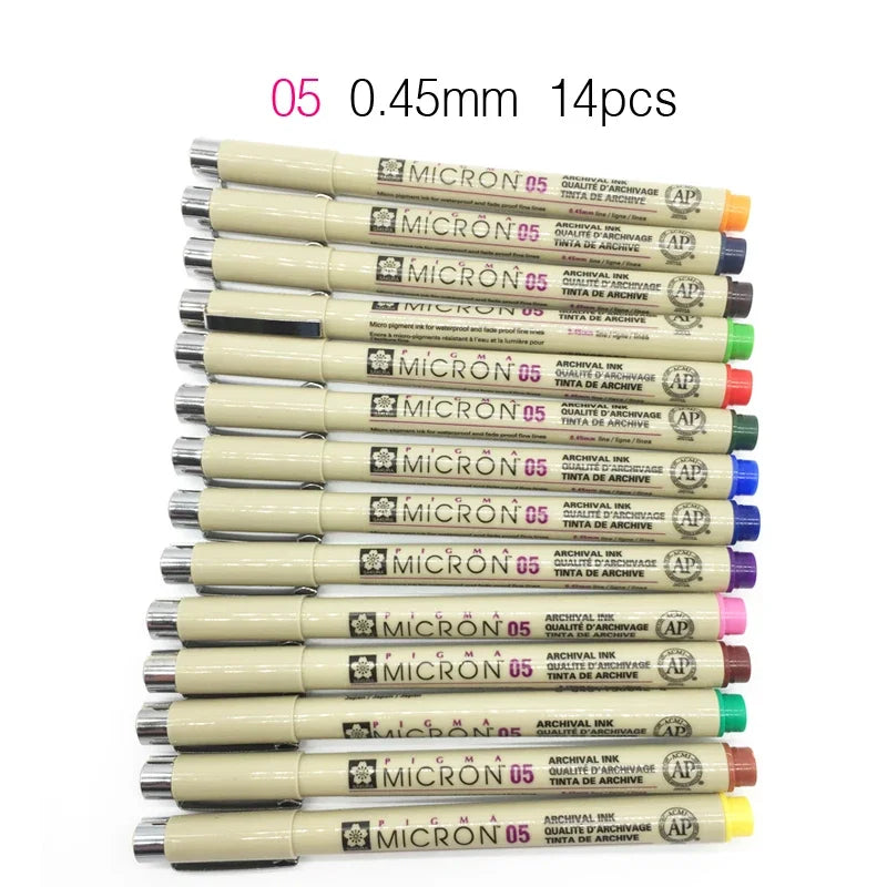 Set of 8/14colors SAKURA Pigma Micron Liner Pen 0.25mm 0.45mm
