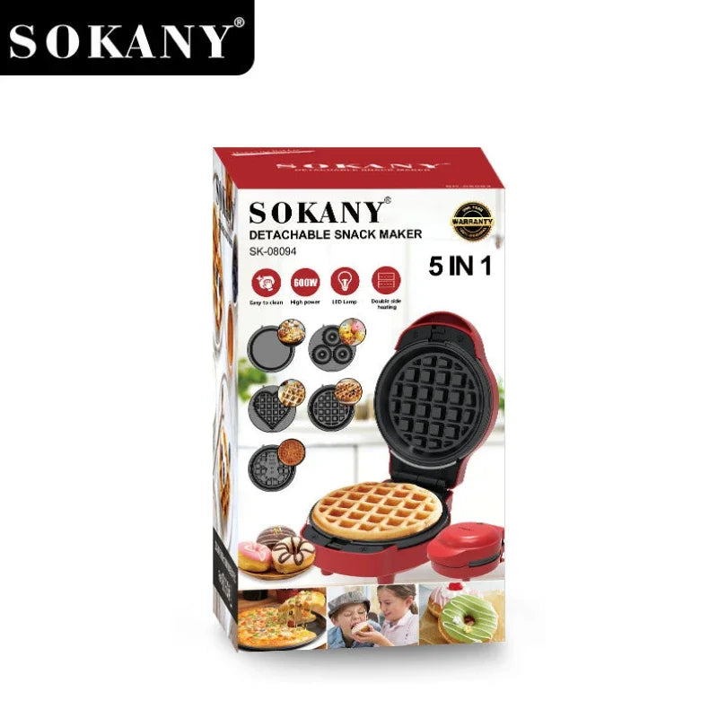 Houselin Mini Waffles Maker with 5 Removable Plates