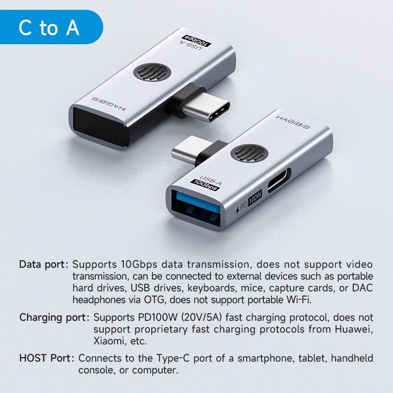 Hagibis Dual USB-C Splitter Adapter with 100W PD Charging