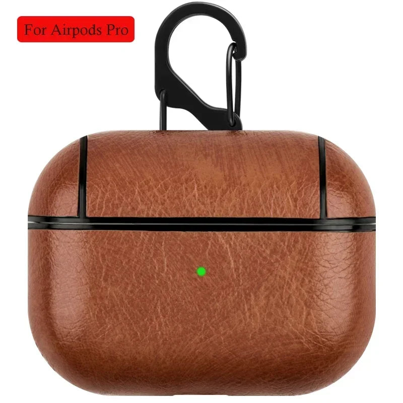 PU Leather Earphone Case For Apple AirPods With Keychain