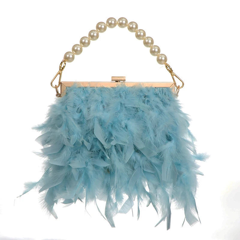 Feather Evening Clutch Bag
