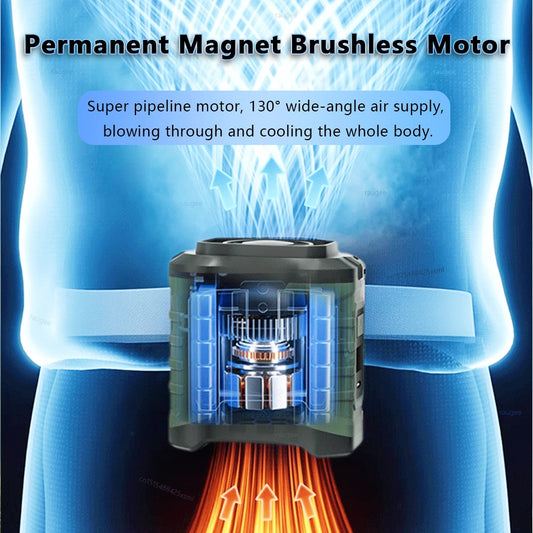 Practical Household Accessory – USB Rechargeable Hanging Waist Fan 10000mAh – pp / red