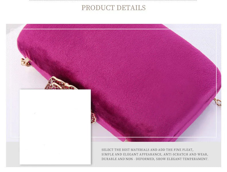 Diamonds Flower Velvet Evening Bag