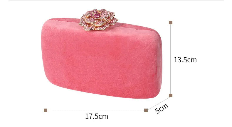 Diamonds Flower Velvet Evening Bag