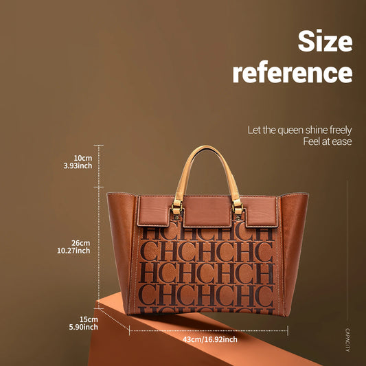 Large Capacity Embossed Tote Bag for Work, Office & Everyday Use