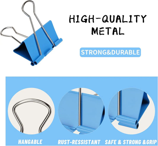 Colourful Mini Binder Clips – 40 Pack Metal Paper Clamps