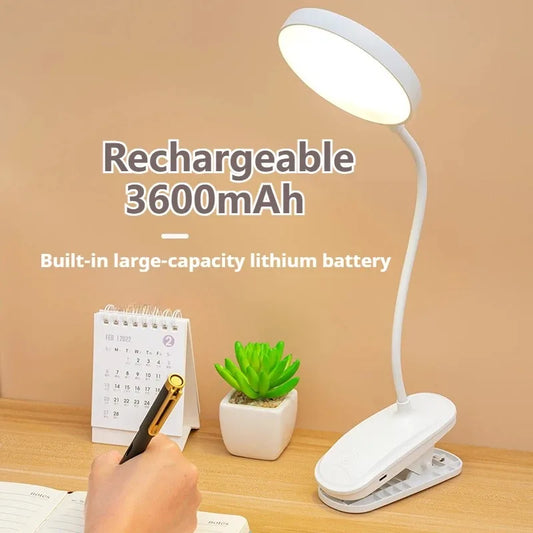 Rechargeable LED Desk Lamp with Folding Clamp
