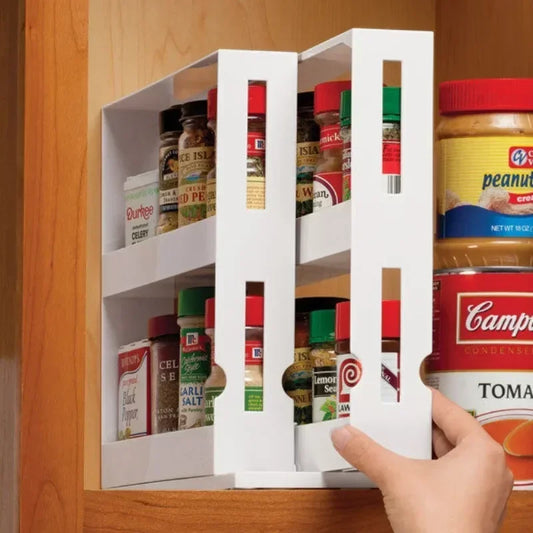 Rotating 2-Tier Spice Storage Rack