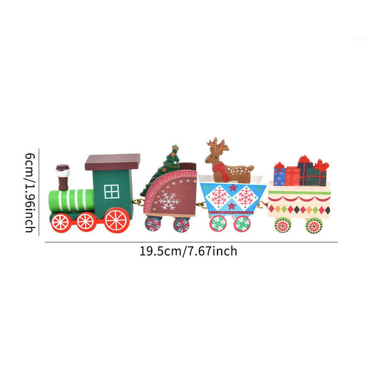 Painted Wooden Christmas Train Ornament