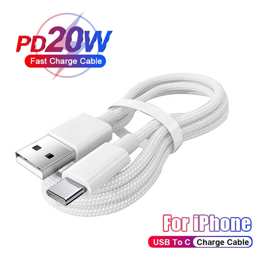 20W PD USB Type C Fast Charging Cable For iPhone 15 Pro Max Plus
