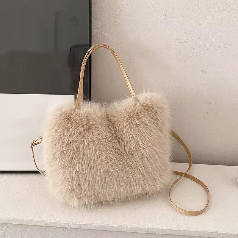 Luxury Plush Faux Fur Shoulder & Crossbody Handbag