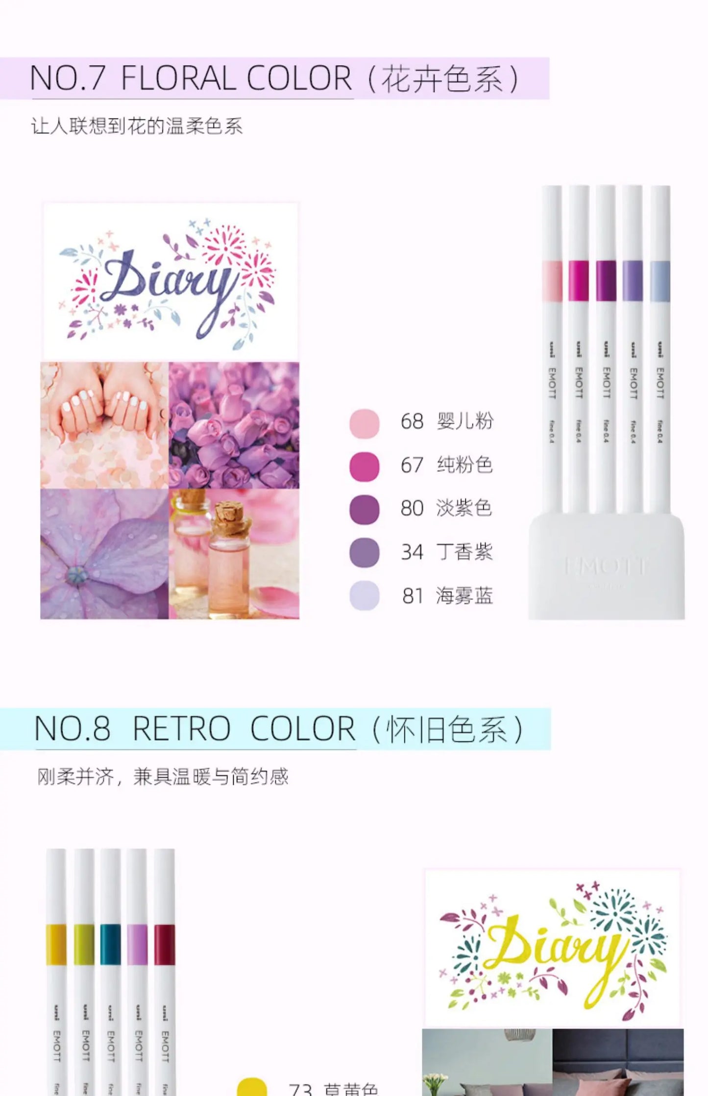5pc Uni EMOTT Fiber Marker Pen water-based