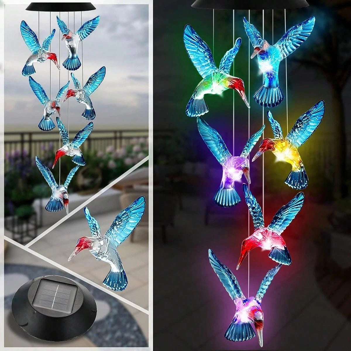 Hummingbird Solar Wind Chime LED Light