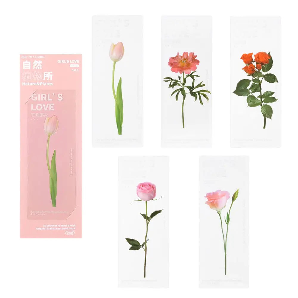 Translucent Flower Bookmark Set
