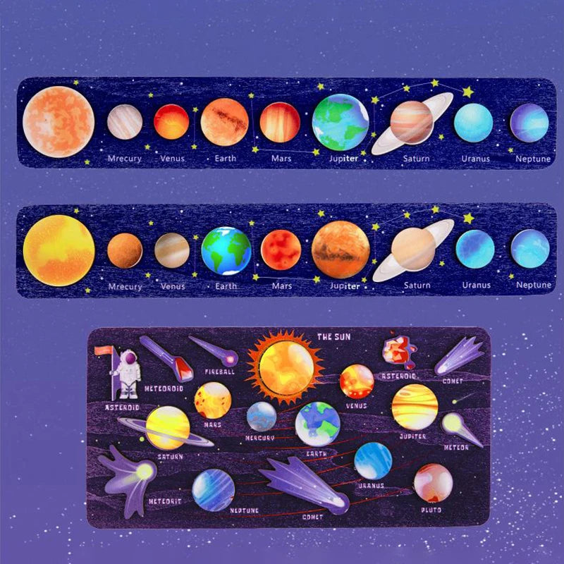 Children Montessori Wooden Solar System Planets Game