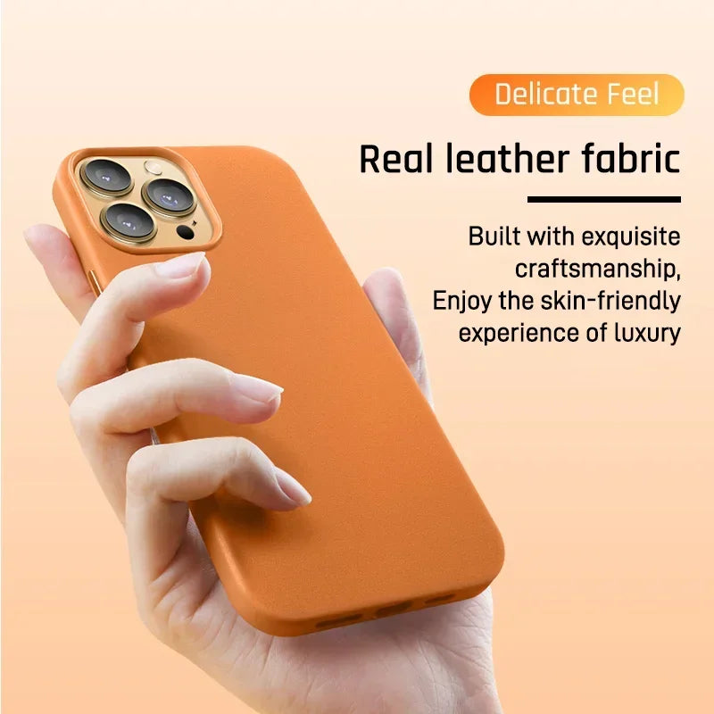 Luxury Leather Magnetic Wireless Charging Case For iPhone