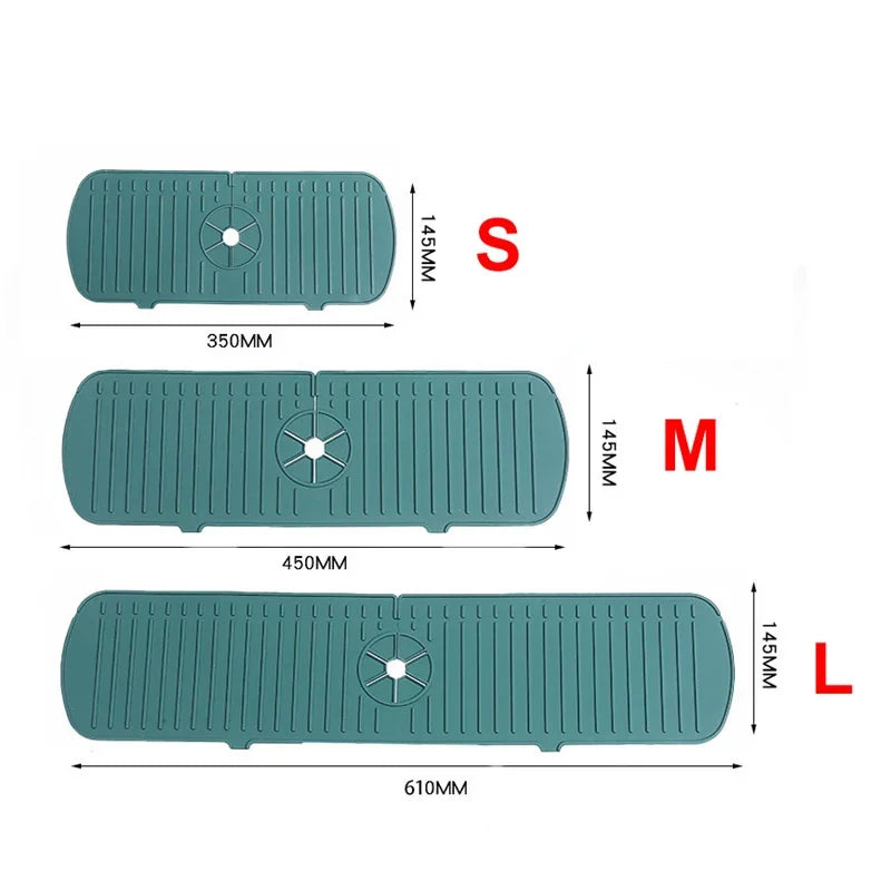Silicone Faucet Splash Guard & Drain Mat for Kitchen & Bathroom Sinks