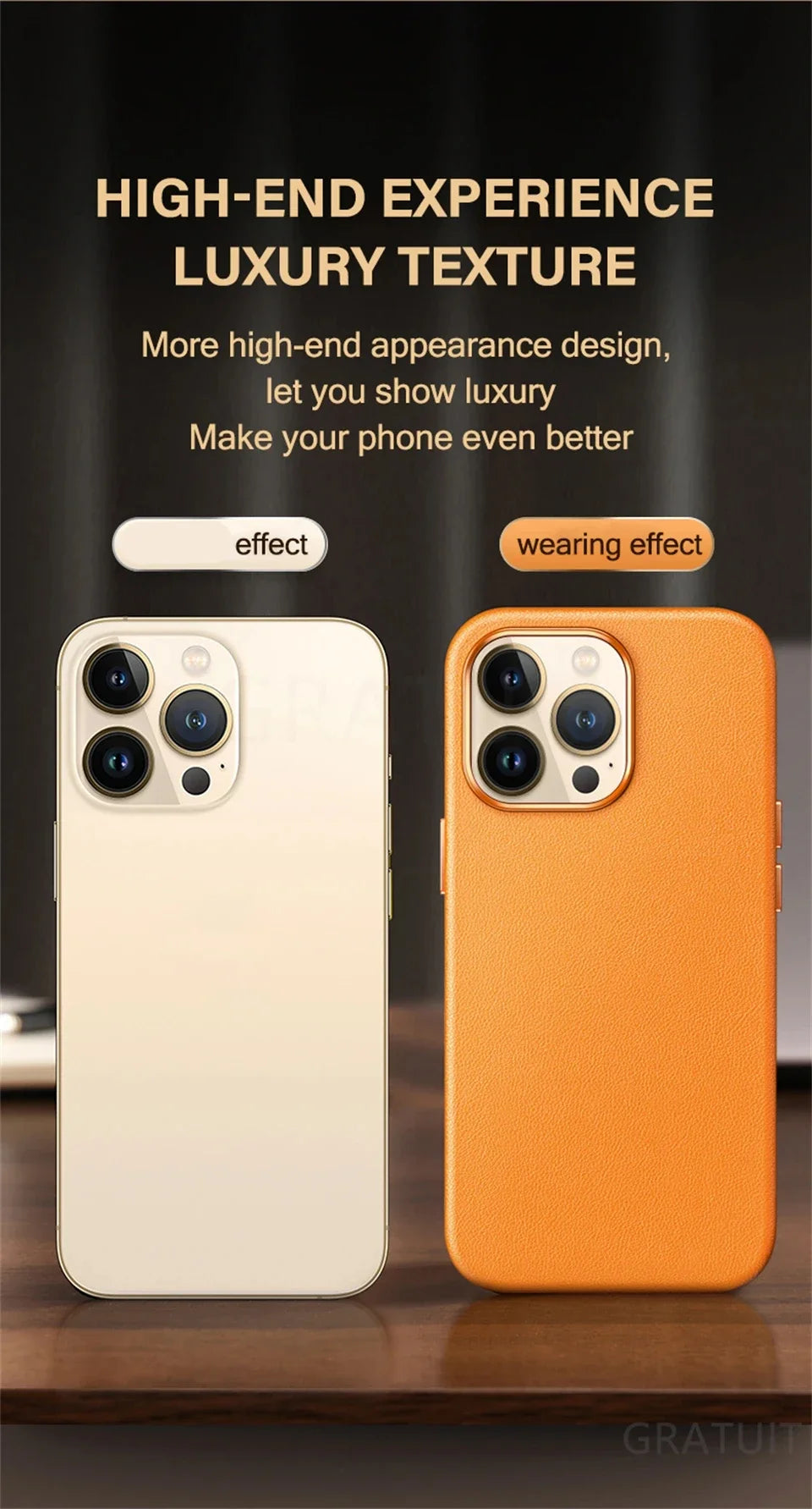 Luxury Leather Magnetic Wireless Charging Case For iPhone