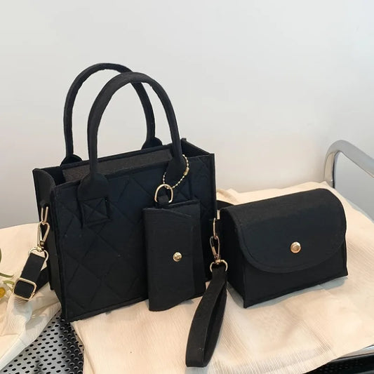 Felt Tote, Crossbody Bag & Wallet Set for Everyday Use