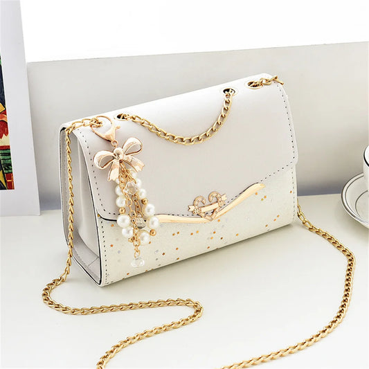 Elegant PU Leather Tassel Crossbody Messenger Bag