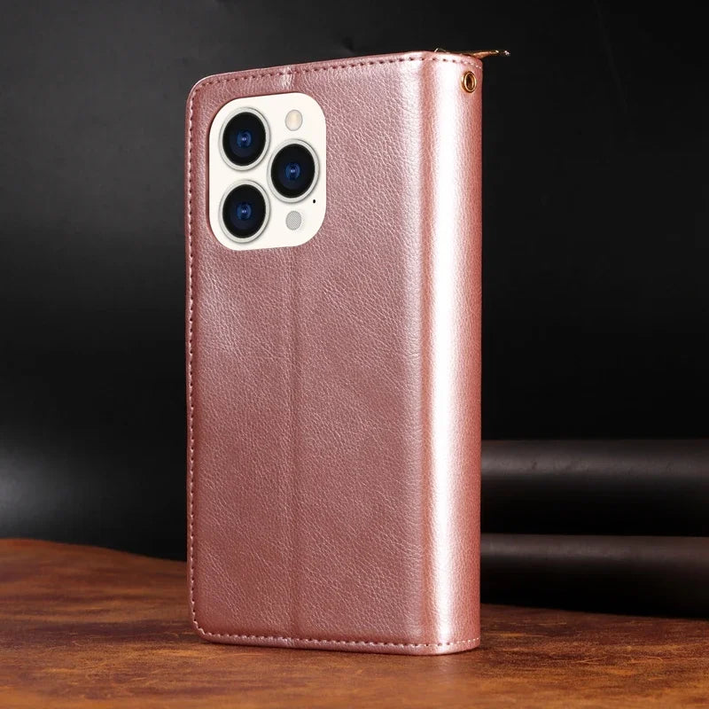 9 Card Slots Leather Case Cover for iPhone