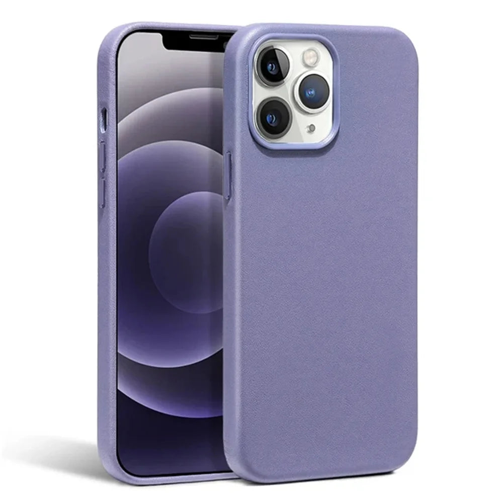 Luxury Leather Magnetic Wireless Charging Case For iPhone