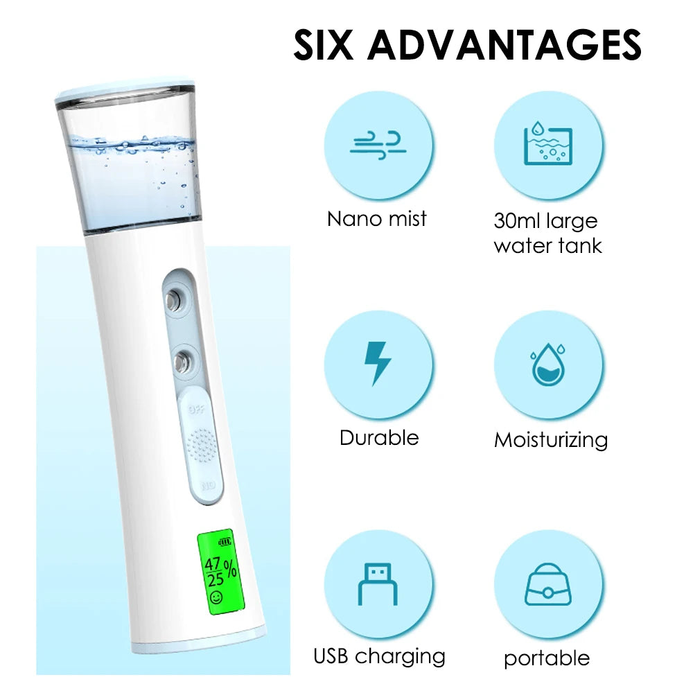 Nano Mist Sprayer 30ml LED Skin Moisture Test