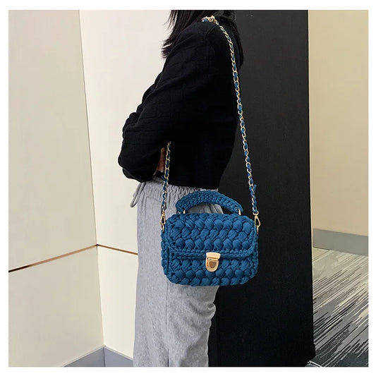 Woven Rope Flap Crossbody Handbag