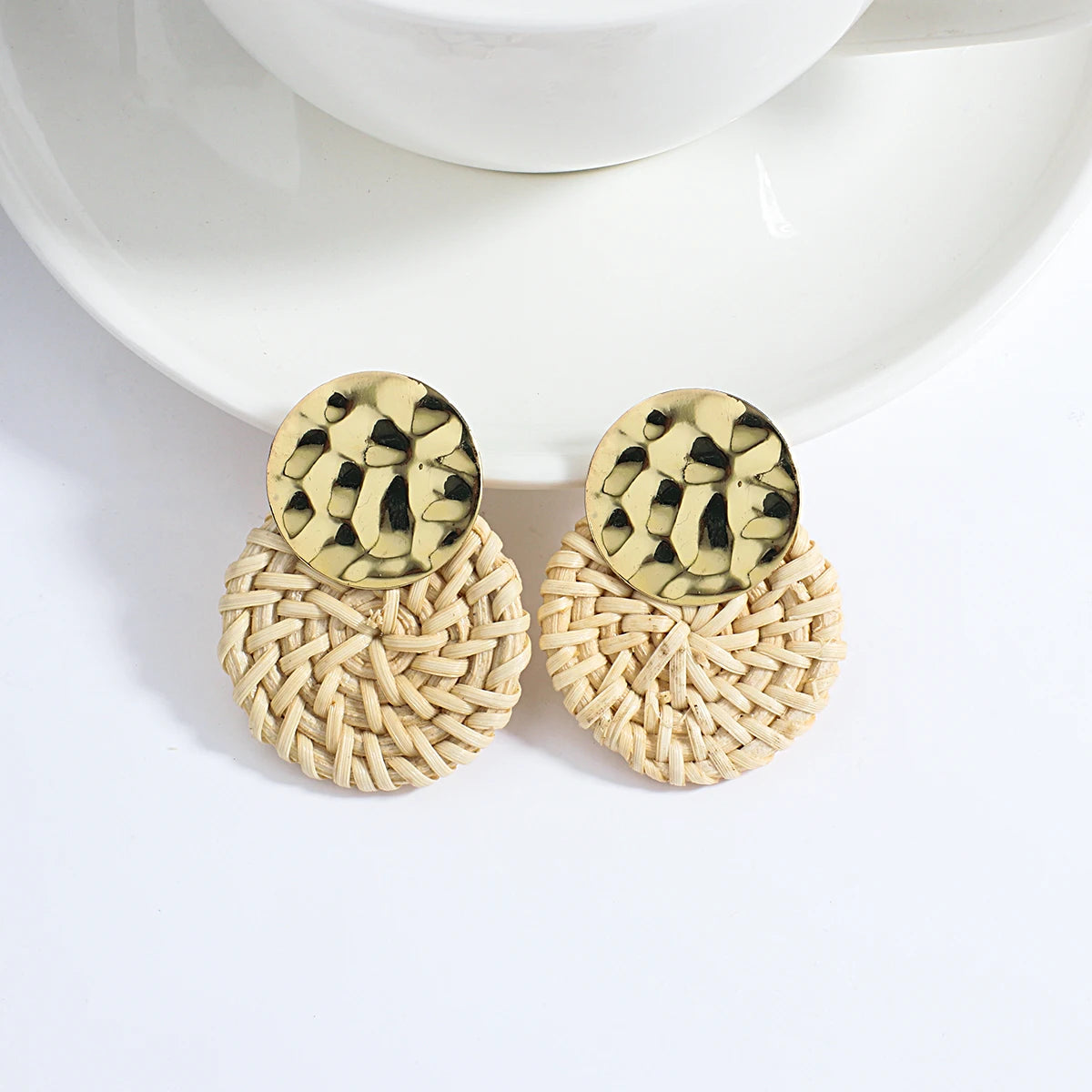 AENSOA Boho Handmade Geometric Wooden Drop Earrings