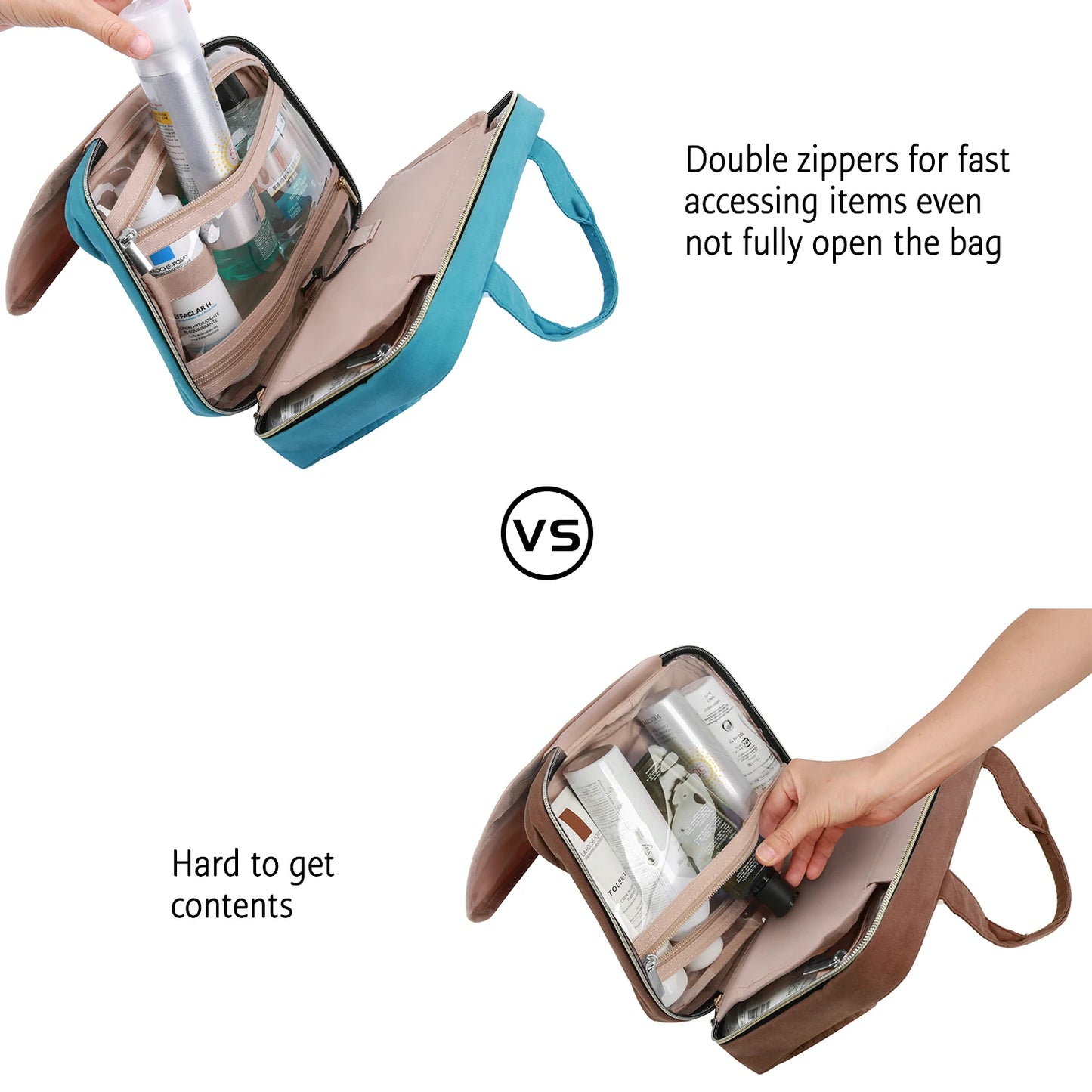 Makeup Cosmetic Bag with Hanging Hook Water-resistant
