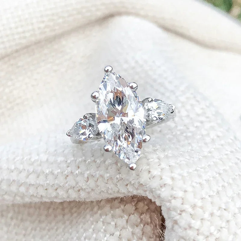 NKHOG 3 Carat Marquise Cut Moissanite Ring