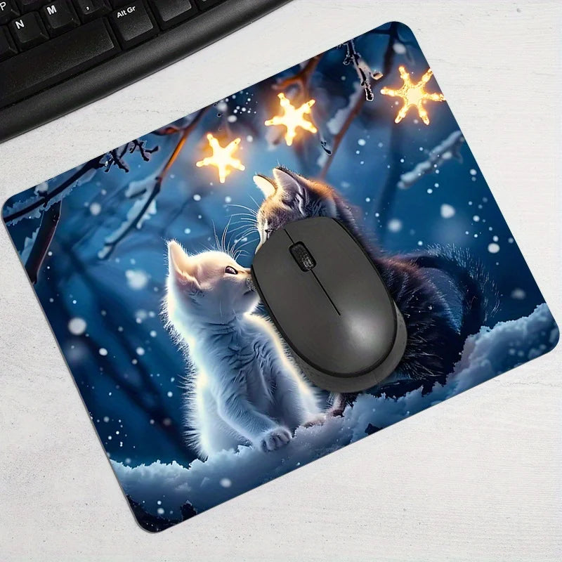 Whimsical Cat Couple Gaming & Office Mouse Pad