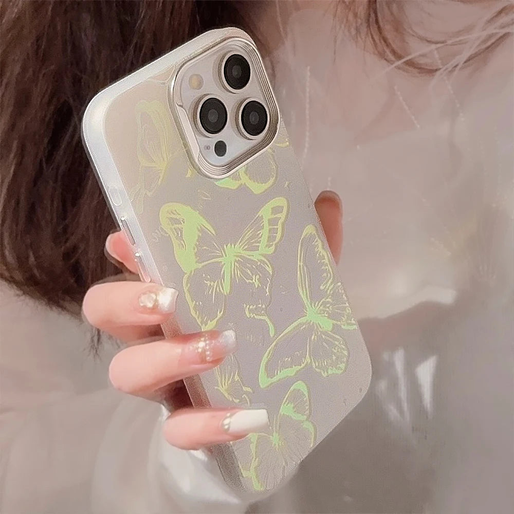 Deluxe Butterfly Glitter Phone Case for iPhone with Lanyard