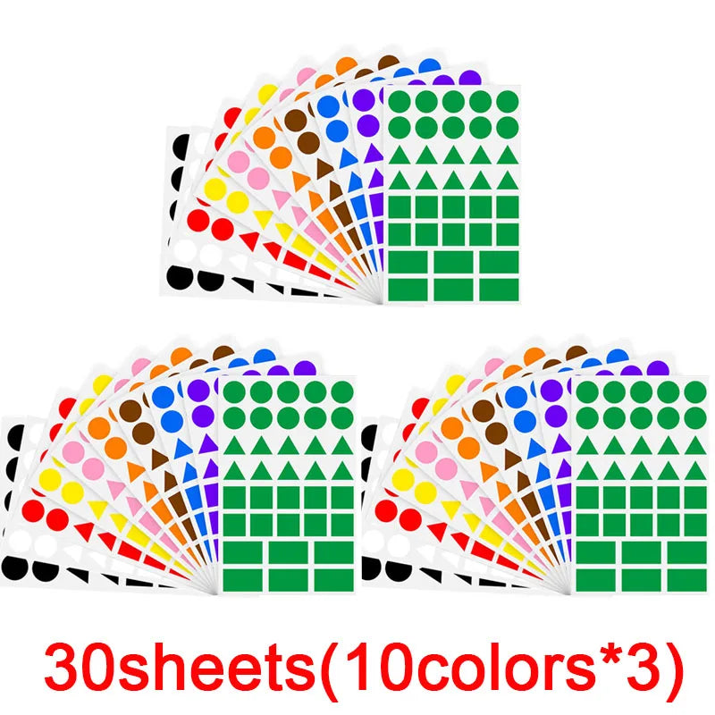 360-1080pcs Colored Triangles Rectangular Dot Stickers for Kids