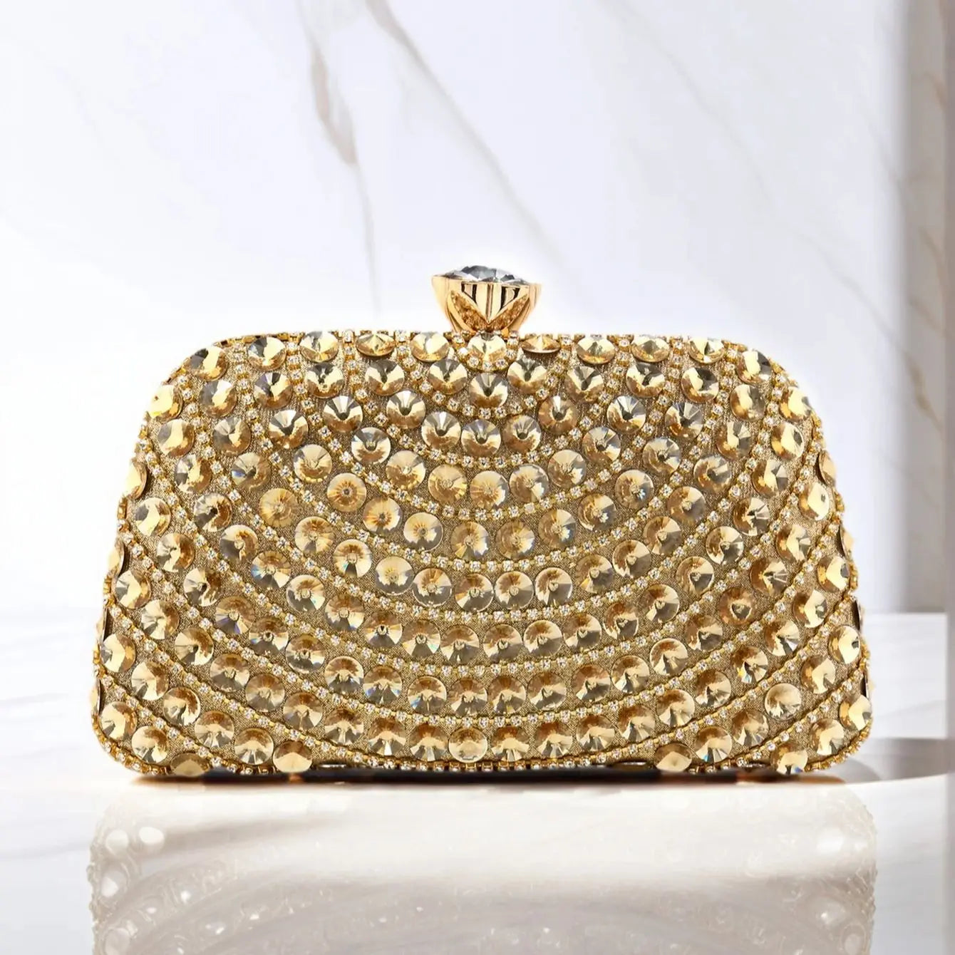 Rhinestone Frame Clutch Bag