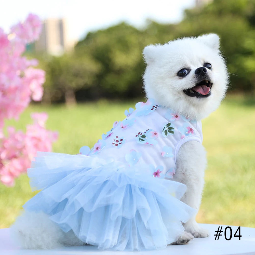 Dog Tutu Dress – Floral Summer Pet Skirt Outfit