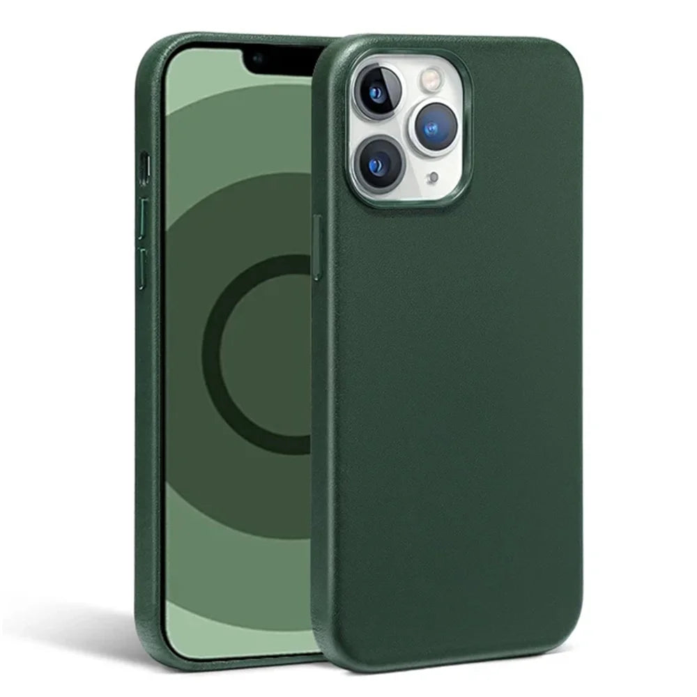 Luxury Leather Magnetic Wireless Charging Case For iPhone