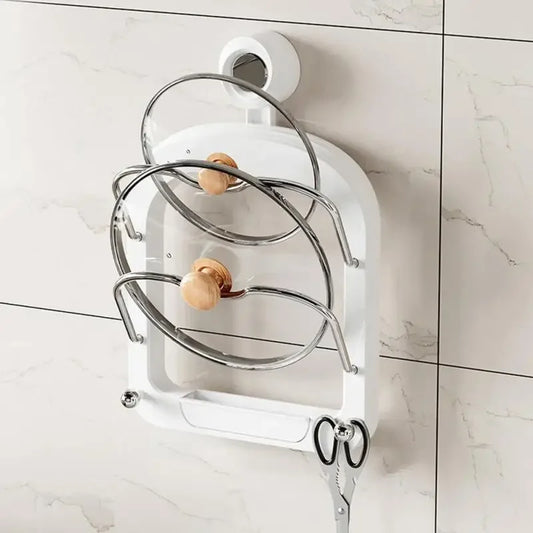 Wall-Mounted Pot Lid Organizer Rack