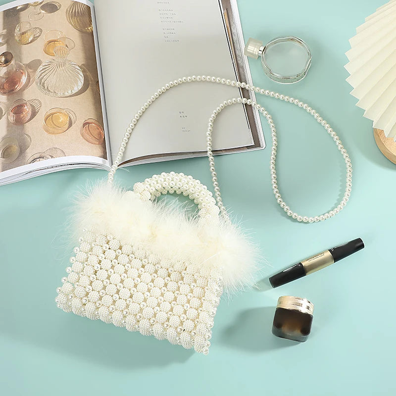 Pearl Beaded Evening Clutch Bag