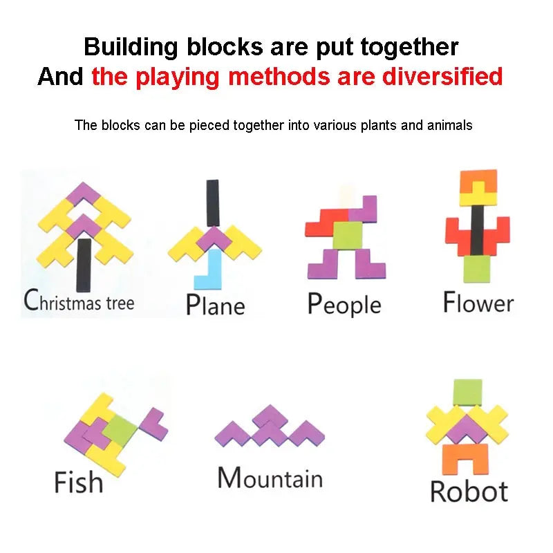 1 Set Wooden Blocks Puzzle Toy