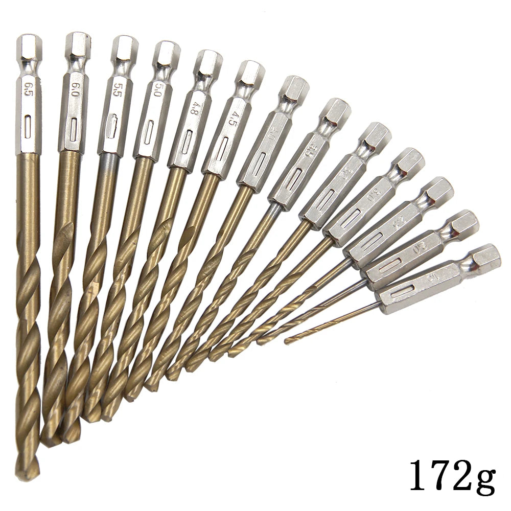 Hexagonal handle 13pc Titanium Twists drill
