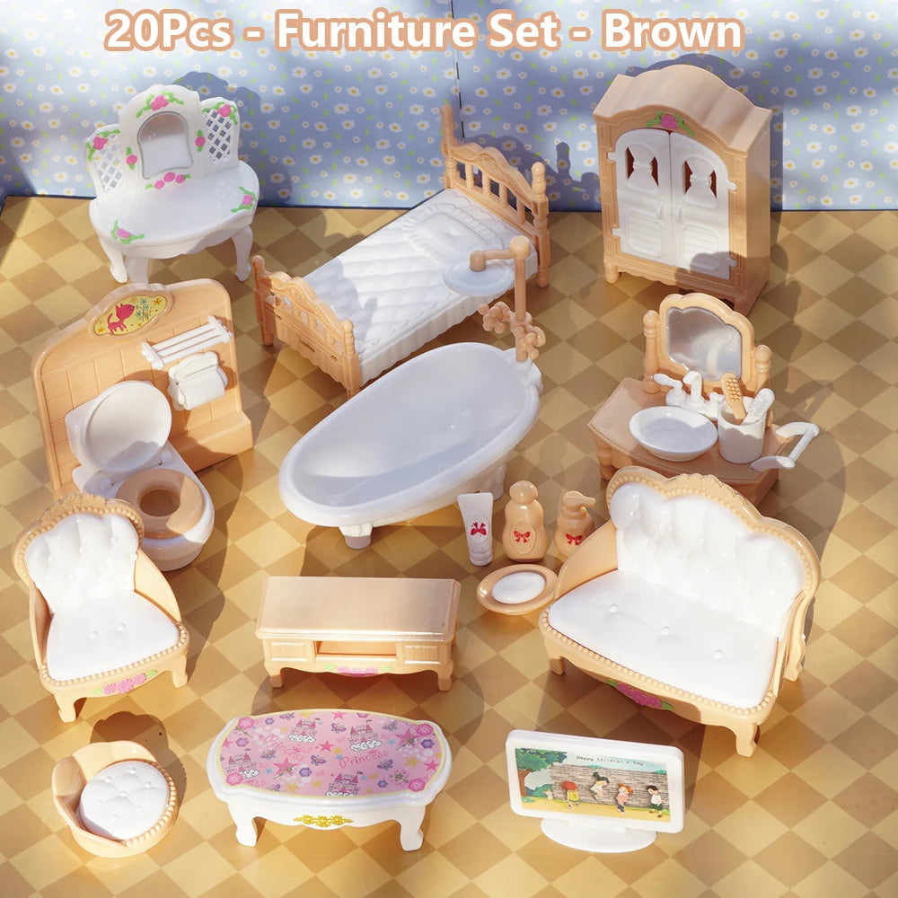 24Pcs Style Brown Miniature Dollhouse