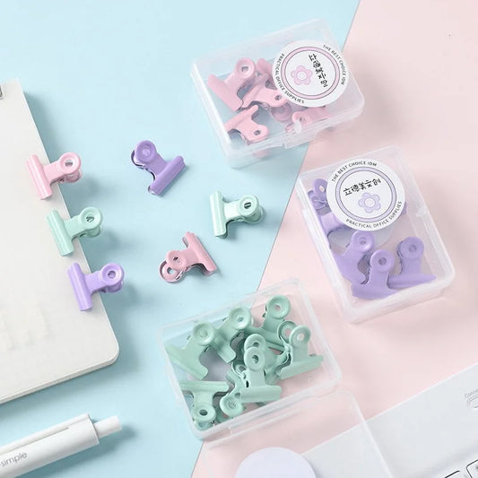 Vintage Metal Paper Clip Set – 22mm Binder Clips in Assorted Colors