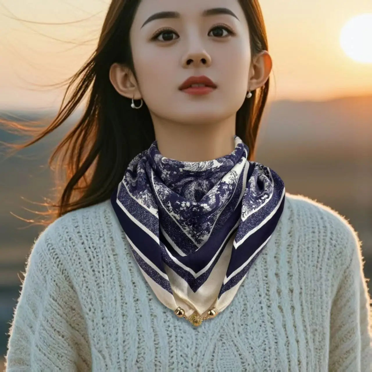Luxury Design Magnetic Square Scarf